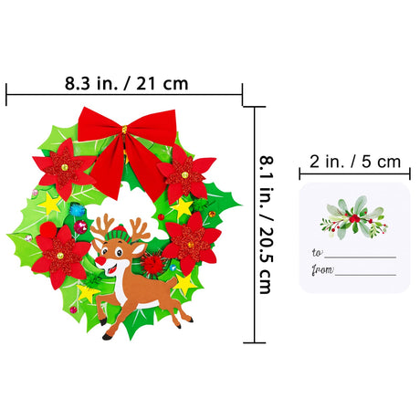 Winlyn 12 Sets Winter Crafts DIY 3D Christmas Wreath Ornaments Art Sets Santa Snowflake Snowman Foam Stickers Arts and Crafts for Kids Holiday Home Classroom Activities Winlyn