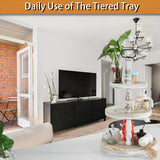 Krismax Decorative Tray - Cupcake Stand Three Tiered Tray Stand, Rustic Round Farmhouse Style Tiered Tray Decor, Farmhouse 3 Tiered Serving Tray, Holiday Decoration (White) Krismax