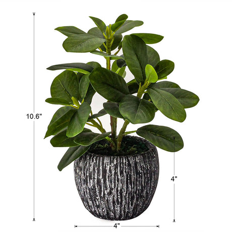 Artificial Potted Plant, Real Touch Artificial Oak Leaves Waterproof Fake Plants Indoor Outdoor, Eco Friendly Modern Concrete Greenery Plant Pots for Office Home Kitchen Shelf Farmhouse Decor SHOHAYTO