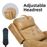 RUTOX Large Power Lift Recliner Chair for Elderly, Oversized Lay Flat Lift Chair with Adjustable Headrest, Leather Recliner Chairs with Massage and Heat, Infinite Position,Extended Footrest,Beige RUTOX