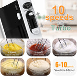 600W Electric Hand Mixer Kitchen Handheld Mixer 10 Speed Powerful with Turbo for Baking Cake Lightweight & Personal Electric Mixer with Egg Baking Beaters Dough Hooks, Whipping Mixing Cookies Naitesen