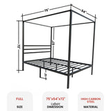 AMBEE21 Golden Gate Beds Canopy Metal Bed Frame with Headboard – Wrought Iron Platform Design, Sturdy Slatted Base, No Box Spring Needed, Underbed Storage Space – Full, Black AMBEE21