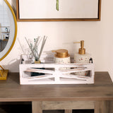 MJYIOK Toilet Tank Basket Rustic White Toilet Paper Holder Bathroom Decor Box,Farmhouse Kitchen Utensil Holder Caddy,for Kitchen MJYIOK