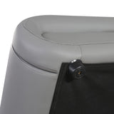 Upholstered Faux Leather Hydraulic Storage Bed with LED Light Headboard - Queen Size, Grey WoodArtSupply