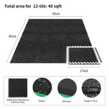 0.56in Thick 48 Sq Ft Gym Flooring for Home Gym, 12 Tiles Workout Exercise Equipment Mats, Rubber Top with EVA Foam, Interlocking Puzzle Floor Tiles for Fitness Room, Protective Flooring Mat LIUKANGZE