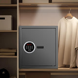 Smart Security Cabinet Safe, Steel Lock Box hand Gun Safe -Perfect for Home/Office/Hotel, Secure Pistols, Documents, Jewelry, Valuables (Biometric Grey Safe with Screen-13.75"x13"x15") BBRKIN