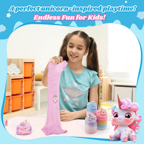 Keemanman Cloud Slime, Unicorn Galaxy Slime, DIY Supplies Kit for Girls and Boys, Stress Relief Toy Scented Sludge Toy for Kids Education, Party Favor, Gift and Birthday (3 Pack) Keemanman
