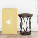 Tribesigns Round Side Table, Small End Table with Storage Shelf, Industrial Accent Bedside Table Couch Table with Metal Frame for Living Room, Bedroom (2) Tribesigns