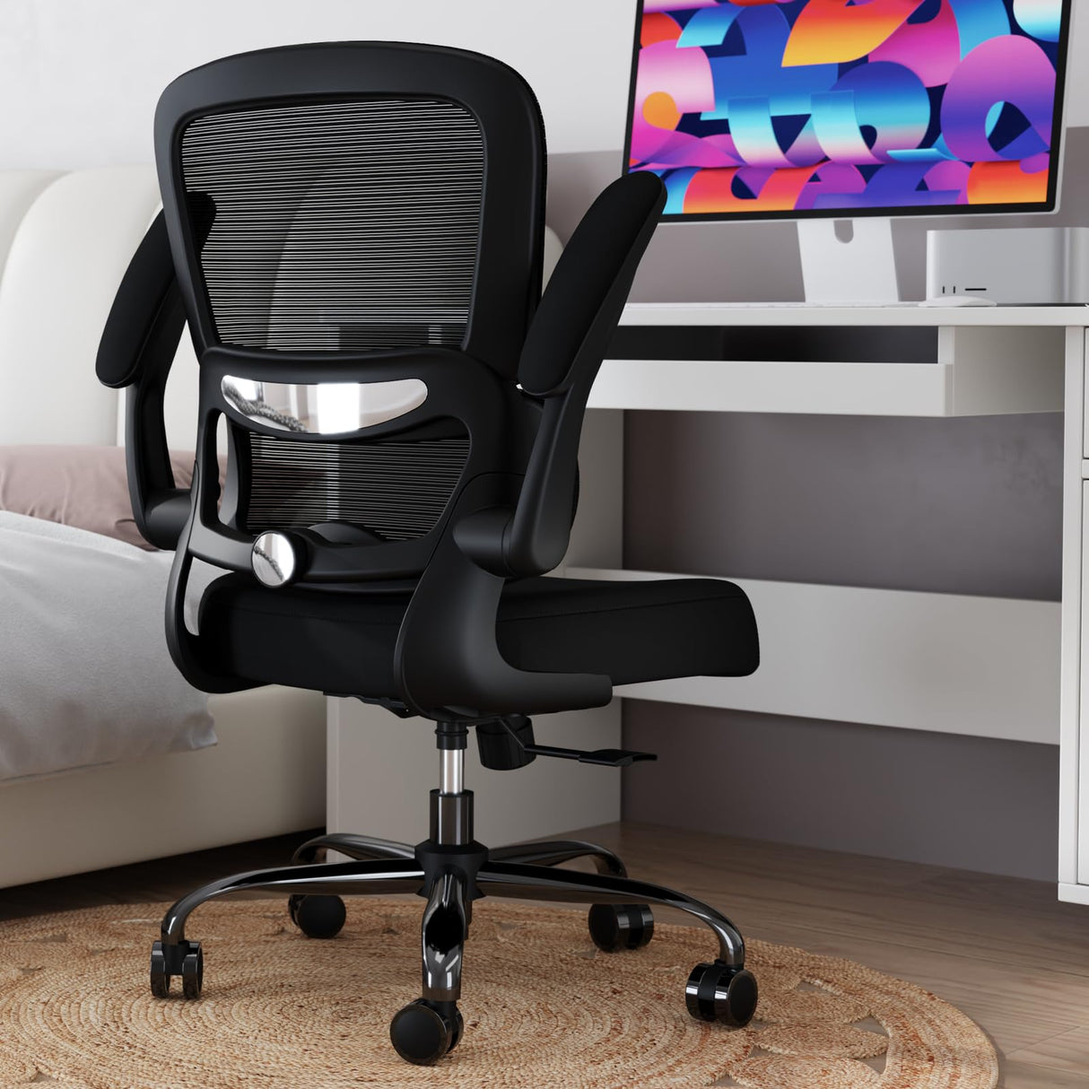 TRALT Office Chair - Ergonomic Desk Chair with Adjustable Lumbar Support, Mesh Computer Chair, Executive Chair for Home Office Comfortable Lumbar Support (Black) TRALT