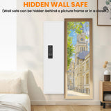 Omethey 53.15" Wall Safe Between the Studs, Hidden Safe with Dual Alarm System and Silent Mode, Wall Gun Safe with 3 Adjustable Shelves and Magnetic Slot (White-Digital) Omethey