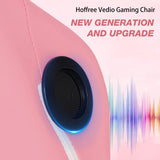 HOFFREE Pink Gaming Chair Massage with Speakers Bluetooth Cute Video Game Chair with Footrest Big and Tall Reclining Computer Game Chair for Girls HOFFREE