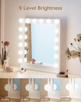 Brightown 14 Bulb Dimmable Hollywood Makeup Mirror Lights, 22Ft Adjustable Vanity Lighting Fixtures for Full Length Mirror (Mirror Not Included) Brightown