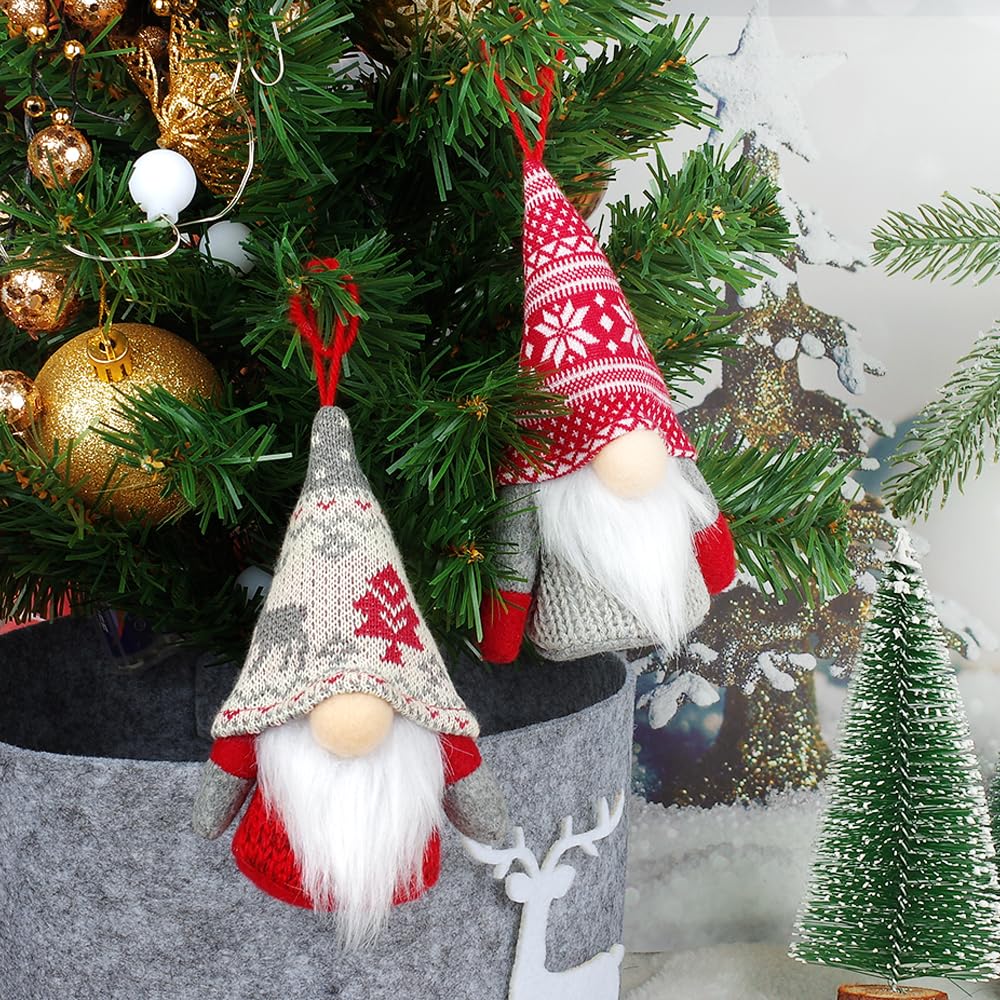Baodlon Gnome Christmas Ornaments with Led Light, Handmade Swedish Tomte Xmas Gnomes Plush Doll, Scandinavian Santa Elf Table Ornaments, Lighting Hanging Christmas Tree Decorations Home Decor (6 Pack) BAODLON
