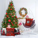 DIYDEC 4pcs Christmas Pillow Covers 18x18 Inch Red Pillow Covers Xmas Decorations Buffalo Tree Truck Merry Christmas Pillows Winter Holiday Farmhouse Seasonal Throw Case Decor for Sofa Couch DIYDEC