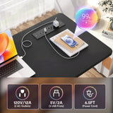 Height Adjustable Standing Desk with Power Outlets, 32" Manual Stand Up Desk with Storage Shelves Small Mobile Rolling Computer Desk Portable Laptop Table with Wheels for Home Office, Black armocity