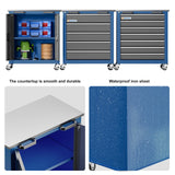 LARBANKE Tool Chest with Wheels and 4 Pad Feet,Tool Chest with 2 Doors and Adjustable Shelves,Lockable Steel Chest for Garage,Home and Office,can be Combined to Large Cabinet Set LARBANKE