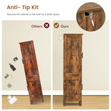 usikey Storage Cabinet with 4 Doors, 43.3" H Farmhouse Kitchen Cabinet with 6 Door Shelves, Kitchen Pantry with 3 Adjustable Shelves, for Living Room, Rustic Brown usikey