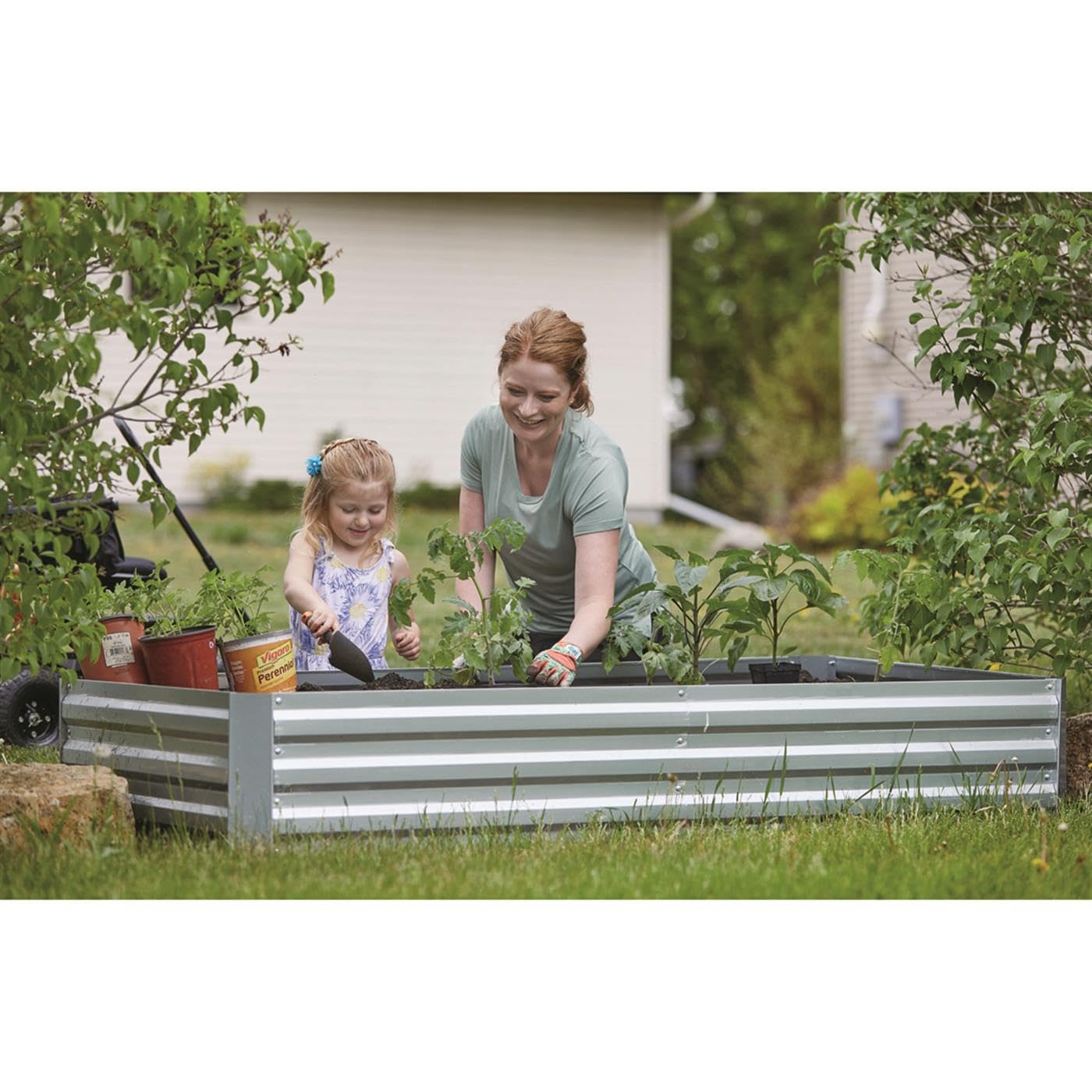 CASTLECREEK Large Galvanized Steel Raised Garden Bed Planter Box, Outdoor Flowers, Herbs, Vegetable Planting Boxes, 72" l x 36" w x 11.8" h