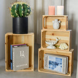 UPPER DECOR Large Wooden Crates Unfinished Set of 4 Decorative Storage Box with Handles, Rustic Farmhouse Wooden Crates for Display, Living Room Container Basket Box for Kitchen, Pantry, Bedroom UPPER DECOR