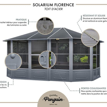 Gazebo Penguin Florence - Solarium 12x12 Metal Roof - WoodArtSupply