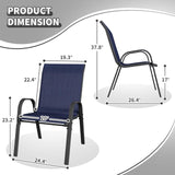 VONZOY Patio Dining Chairs Set of 4, Outdoor Stackable Dining Chairs High Back for All Weather, Patio Furniture for Backyard, Porch, Garden, Pool Deck (Blue) VONZOY