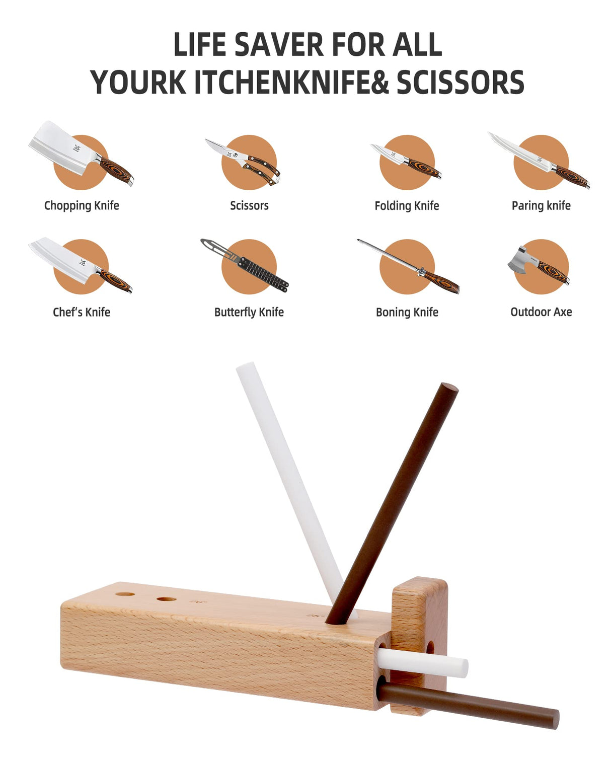 4-Rod Turn Box, Ceramic Sharpener Rod from Kitchen Sharpening Tool, Portable Manual Ceramic Sharpening Rod Uiozr