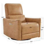 CHITA Power Recliner Chair Swivel Glider, FSC Certified Upholstered Faux Leather Living Room Nursery Reclining Sofa Chair with Lumbar Support, Cognac Brown CHITA