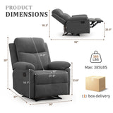 Korser Recliner Chair, Manual Recliner for Adults with Side Pocket, Small Recliners for Small Spaces, Adjustable Comfy Overstuffed Corduroy Reclining Chairs for Living Room, Reading, Bedroom, Grey Korser