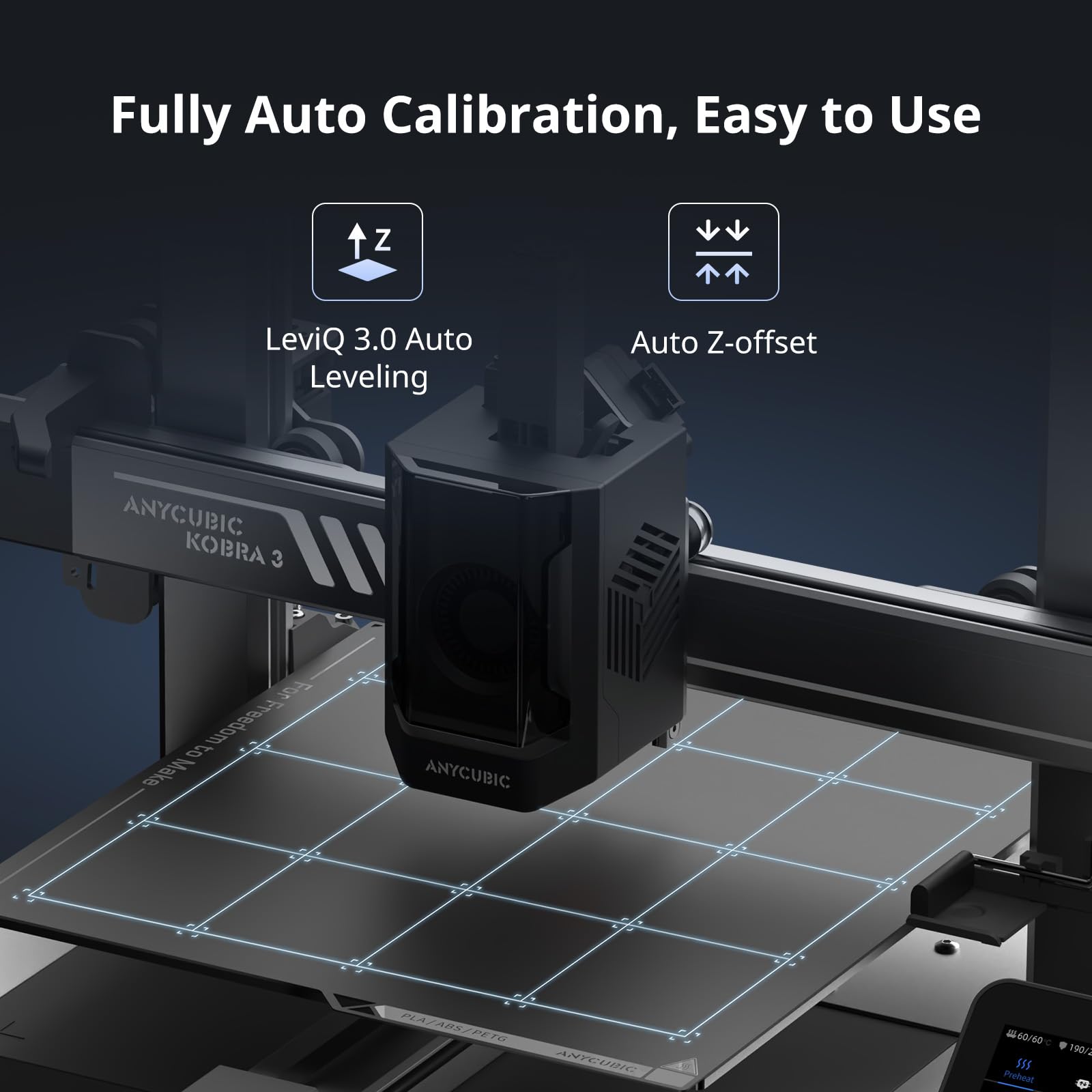 Anycubic Kobra 3 3D Printer Only, Max 600mm/s High Speed, Multicolor Printing Requires Additional Anycubic ACE PRO, Upgraded Details Easy and Smooth, 4.3" Adjustable Touchscreen 250*250*260mm - WoodArtSupply