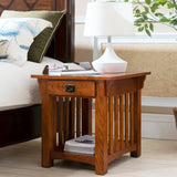 Leick Home 8207 Mission Impeccable End Table with Drawer, Made with Solid Wood, Side Table for Living Room, Bedroom, Medium Oak Finish, Russet Leick Home