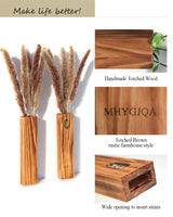 MHYGJQA Wood Wall Planter for Indoor Plants,2 Pack Bathroom Wall Decor,Handmade Wood Wall Vase for Bedroom,Living Room,Hanging planter for Dried Flower Faux Greenery,Modern Farmhouse home Decor(Brown) MHYGJQA