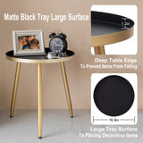 AOJEZOR Side Table: End Table for Any Room - Round Side Tables for Small Spaces - Black Top with 3 Gold Legged AOJEZOR