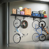 4 Pack 1,5x4ft Heavy Duty Garage Wall Shelving, Garage Shelving Wall Mounted, Storage Rack with Hooks (Black) BTRAM