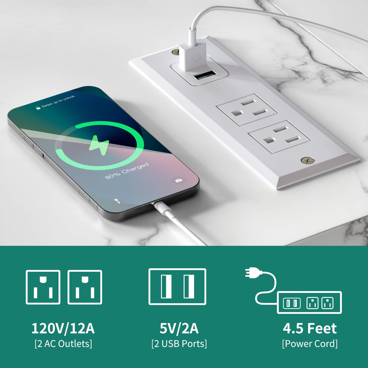 YITAHOME Rolling Kitchen Island with Seating and LED Lights, Mobile Storage Islands with Drop Leaf, Dining Table with Power Outlet, 2 Drawers and Soft Stools, Spice/Towel Rack, Marble Finish, White YITAHOME