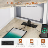 MSmask Loft Bed Twin Size with L Shaped Desk, LED Lights, Charging Station, Heavy Duty Metal Loft Bed Frame with 6 Storage Shelves, Safety Guard & Ladder, No Box Spring Needed, No Noise, White MSmask