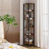 6 Tier Bookshelf with Anti-Fall Baffle, Tall 64.79" Bookcase with DIY Shelves, Industrial Book Shelf Storage Organizer, Display Free Standing Shelf Unit for Bedroom, Living Room, Office, Rustic Brown VIMBER