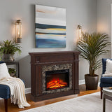 46" Large Electric Fireplace with Mantel, 40" H Tall Fireplace TV Stand, Freestanding Electric Fireplace Heater with Adjustable Flame, Remote Control Fire Place Mantel for Living Room (Walnut) PUTESTEVE