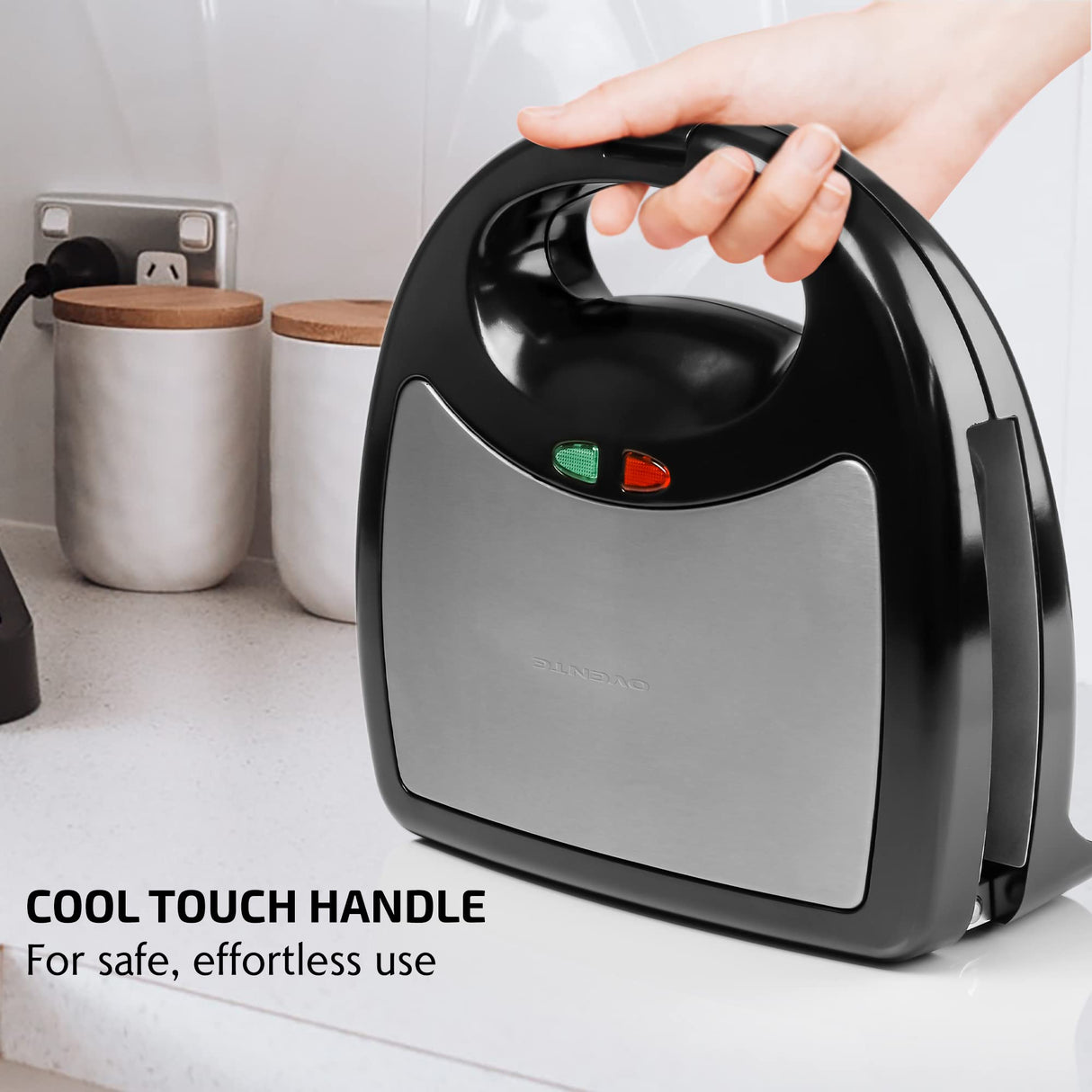 OVENTE 3 in 1 Electric Sandwich Maker, Panini Press Grill and Waffle Iron Set with Removable Non-Stick Plates, Perfect for Cooking Grilled Cheese, Tuna Melts, Burgers, Steaks and Snacks, Black GPI302B OVENTE