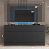 Hasuit Modern Black Dresser for Bedroom with 9 Drawers, 61.4"Wide Dressers Chest of Drawer with Large Capacity Storage, Long Dresser TV Stand with Power Outlets, Sturdy Storage Cabinet for Living Room Hasuit