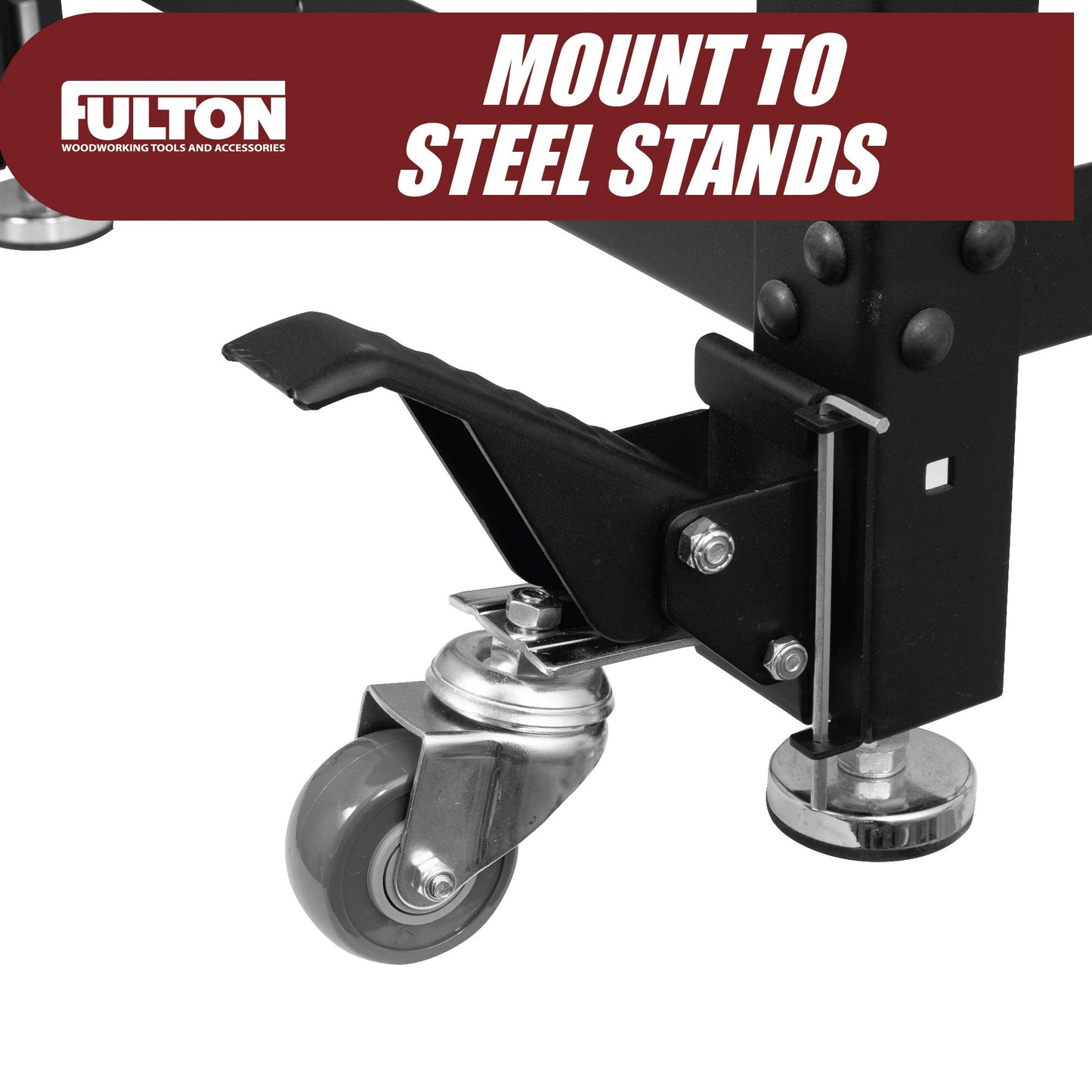 Workbench Caster kit 4 Heavy Duty Retractable Casters with 4 Pin Lock Quick Release Mounting Plates to Quickly Attach/Remove or Switch Casters from a Workbench to a Cabinet, Stand or a Machine.