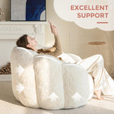 MAXYOYO Bean Bag Chair for Adults, Floral Shaped Bean Bag Sofa, Ultra Soft Faux Fur Floor Sofa, Large Reading Chair for Living Room Bedroom, Beige, Single MAXYOYO