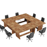 Tribesigns 12FT Conference Table, 70.87" W x 31.5" D Rectangular Seminar Table Set for Meeting Room, Solid Executive Business Furniture Boardroom Desk for Office, Light Brown Tribesigns