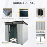 6X5 FT Outdoor Storage Shed, Waterproof Metal Garden Sheds with Lockable Door, Steel Tool Storage Buildings Shed & Outdoor Storage House for Garden, Backyard, Patio, Lawn, Trash Cans(White + Black) ANTSKU