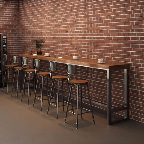 RUNNUP Solid Wood Industrial Bar Table for Dining and Small Spaces – Rectangle Design, 63"L x 15.7"W x 41.3"H RUNNUP