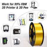 SUNLU Silk PLA Filament 1.75mm, Neatly Wound Shiny PLA 3D Printer Filament, Dimensional Accuracy +/- 0.02mm, Fit Most 3D Printers, Good Vacuum Packaging, 1kg Spool(2.2lbs), 330 Meters, Silky Gold SUNLU
