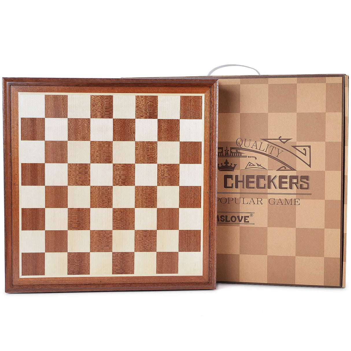 VAMSLOVE Chess and Checkers Board Game Sets for Adults Wooden Deluxe 15 inch Wood Board Box with Storage, Classic 2 in 1 Large Size with Chess Pieces - 3” King Height - 2 Extra Queens Vamslove