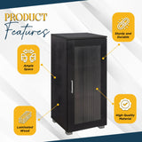 Kings Brand Furniture - Accent Buffet Curio Storage Cabinet with Glass Door for Living Room, Bedroom, Kitchen, Office, and Entryway - Black Kings Brand Furniture