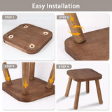 Jurath Natural Solid Wood Step Stool Wood Stool for Kids 11.7'' Sturdy Sitting Stool Wooden Step Stool for Adults Square Stool Wood Plant Stand Small Foot Stool with Four Detachable and Assembled Legs Jurath