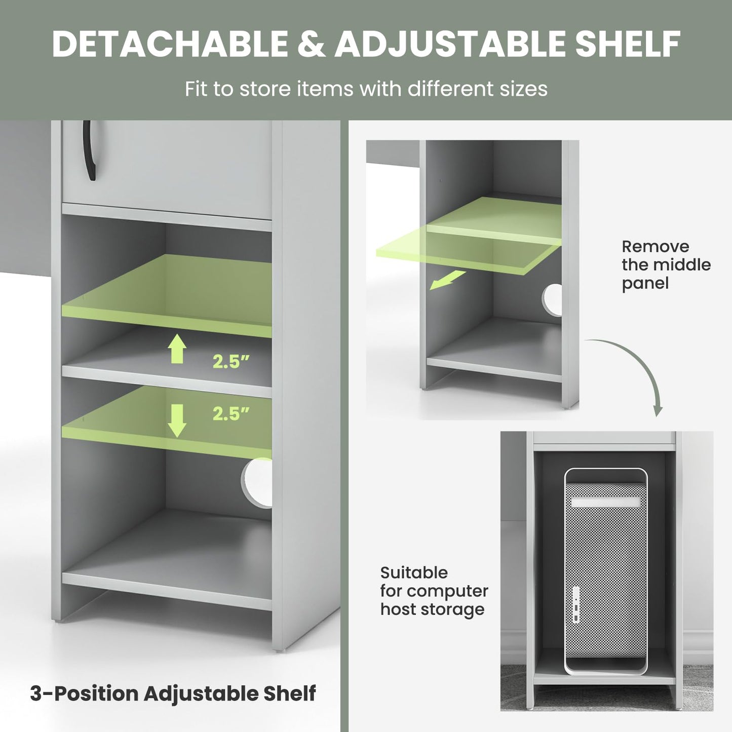 Tangkula Computer Desk with Hutch, Home Office Desk with Raised Display Shelf & 2 Open Shelves, Cabinet with Door, Cable Management Holes, Modern Laptop PC Desk, Study Writing Desk for Bedroo - WoodArtSupply