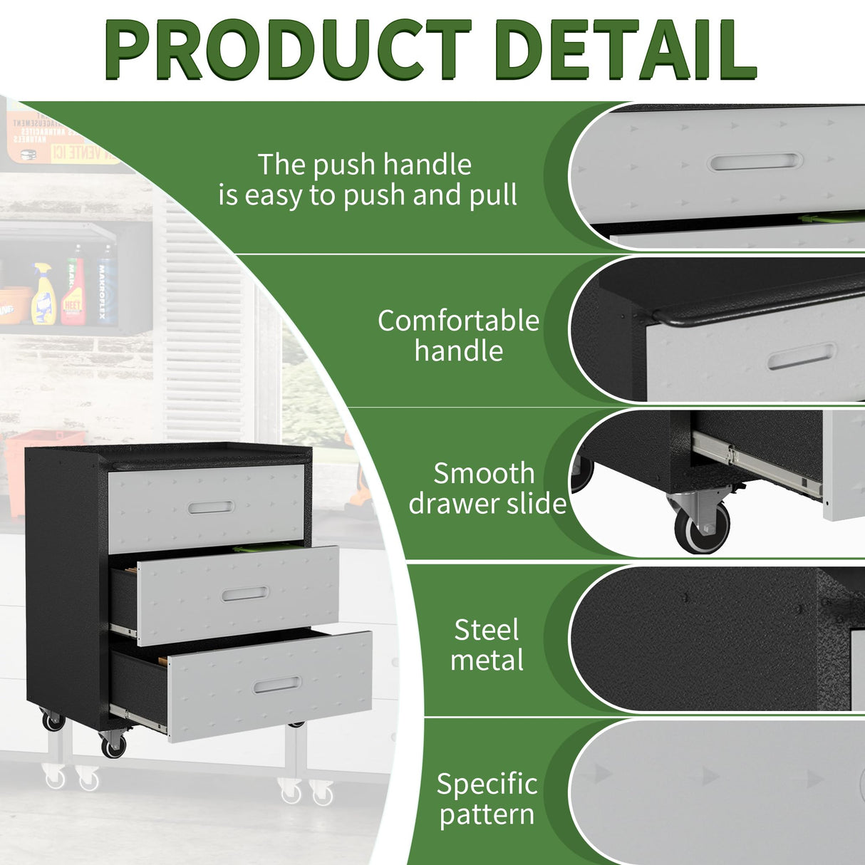 OPTYMIRA Metal Garage Cabinets and Storage System, 9-Pcs Workshop Tool Cabinet Set in Gray, Included 3 Pcs Wall Cabinets 6 Pcs Garage Tool Cabinets with Wheels,Assembly Required OPTYMIRA
